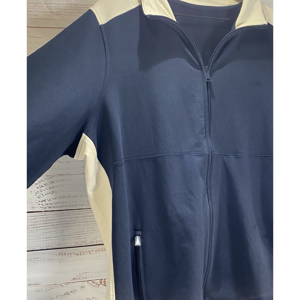 Lauren Ralph Lauren Women's Track Jacket Size 2X Blue & Cream Full Zip Cotton - Picture 7 of 12